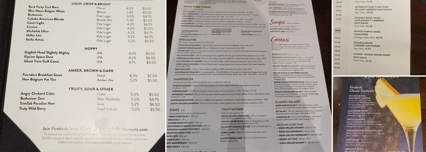Firebirds Wood Fired Grill Menu