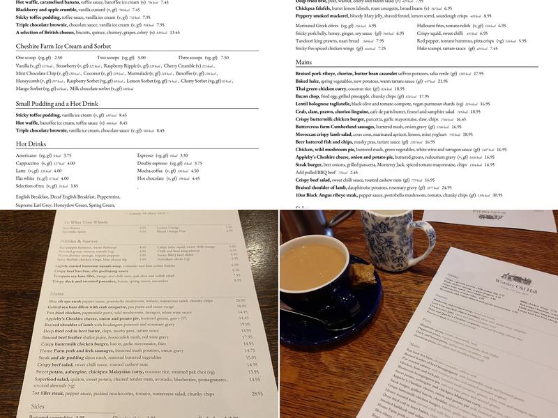 Worsley Old Hall Menu