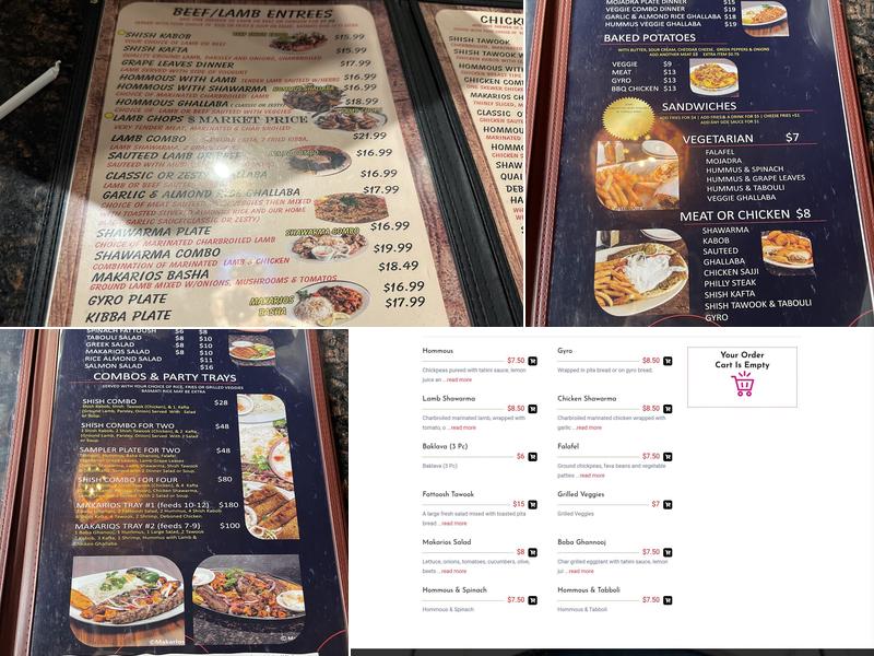 Makarios Kabobs & Grill Menu