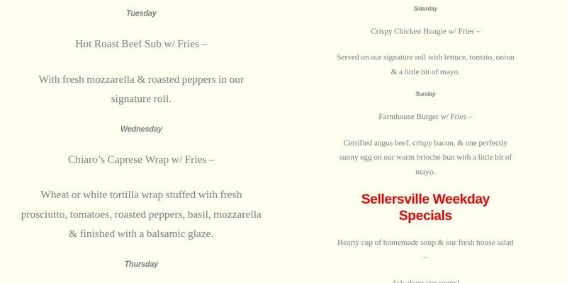 Chiaro's Pizzeria & Restaurant Pennsburg Menu