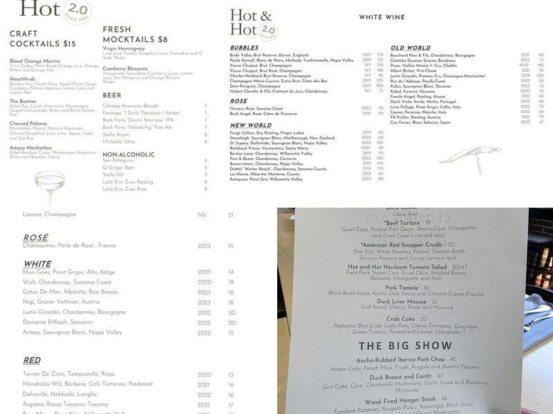 Hot and Hot Fish Club Menu