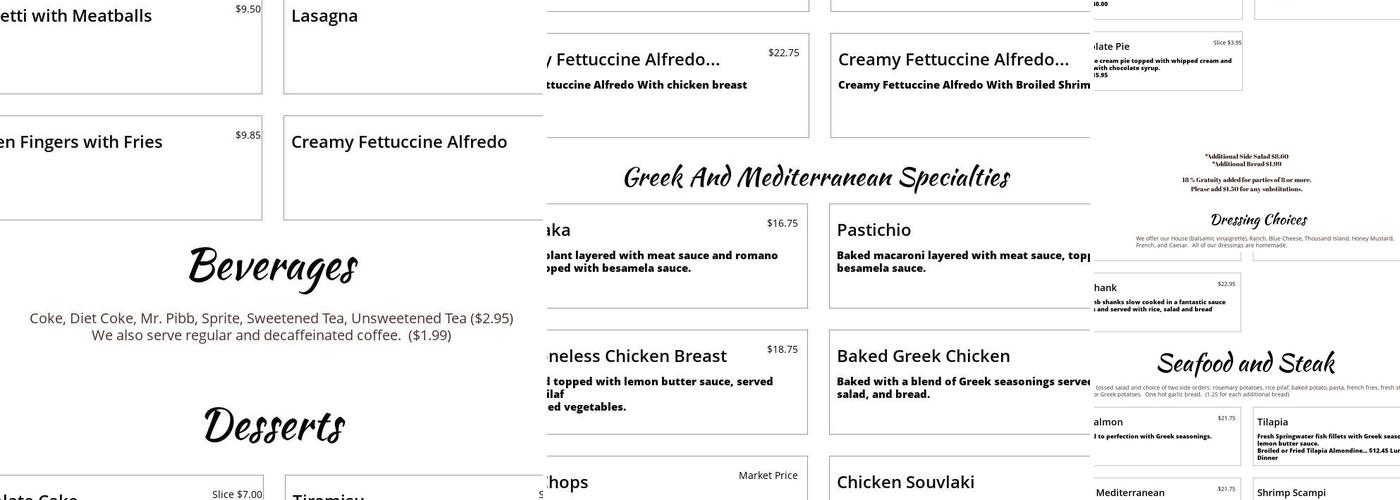 Costa's Mediterranean Cafe Menu