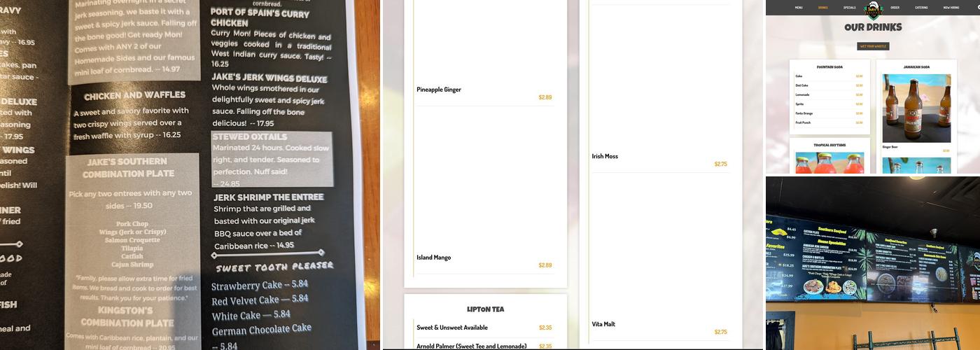 Jake's Soulfood Cafe Hoover Menu