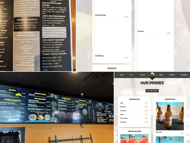 Jake's Soulfood Cafe Hoover Menu