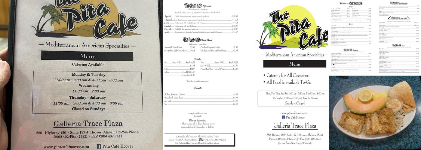 Pita Cafe Menu