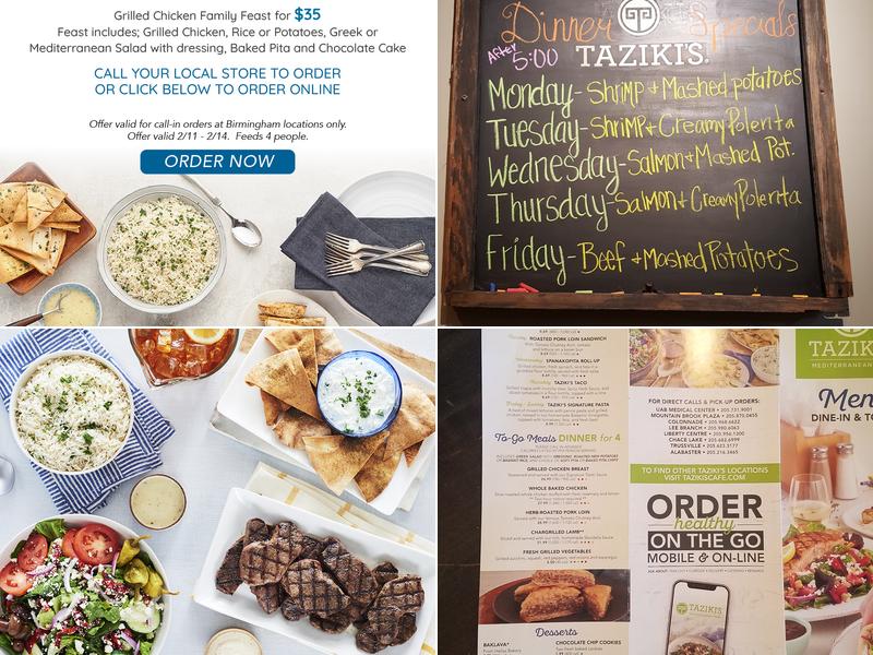 Taziki's Mediterranean Cafe - Chace Lake Menu