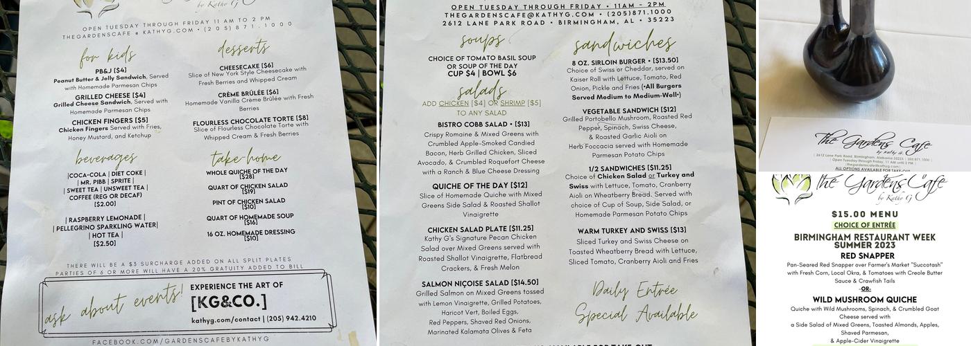 The Gardens Café by Kathy G. Menu