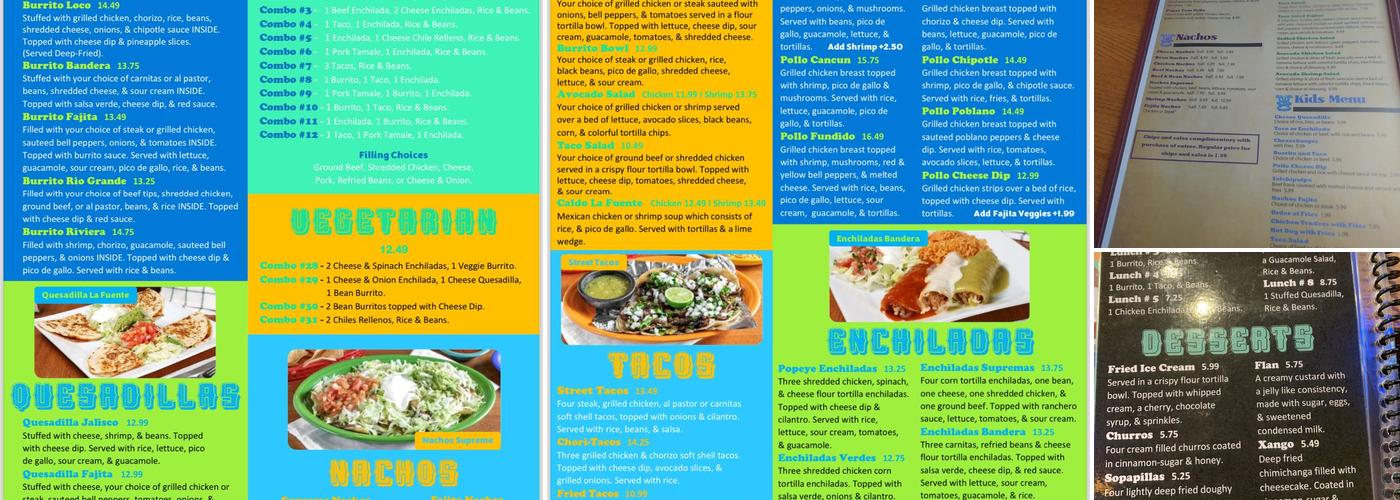 La Fuente Mexican Bar & Grill Menu