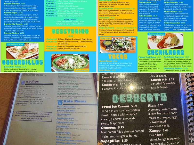 La Fuente Mexican Bar & Grill Menu