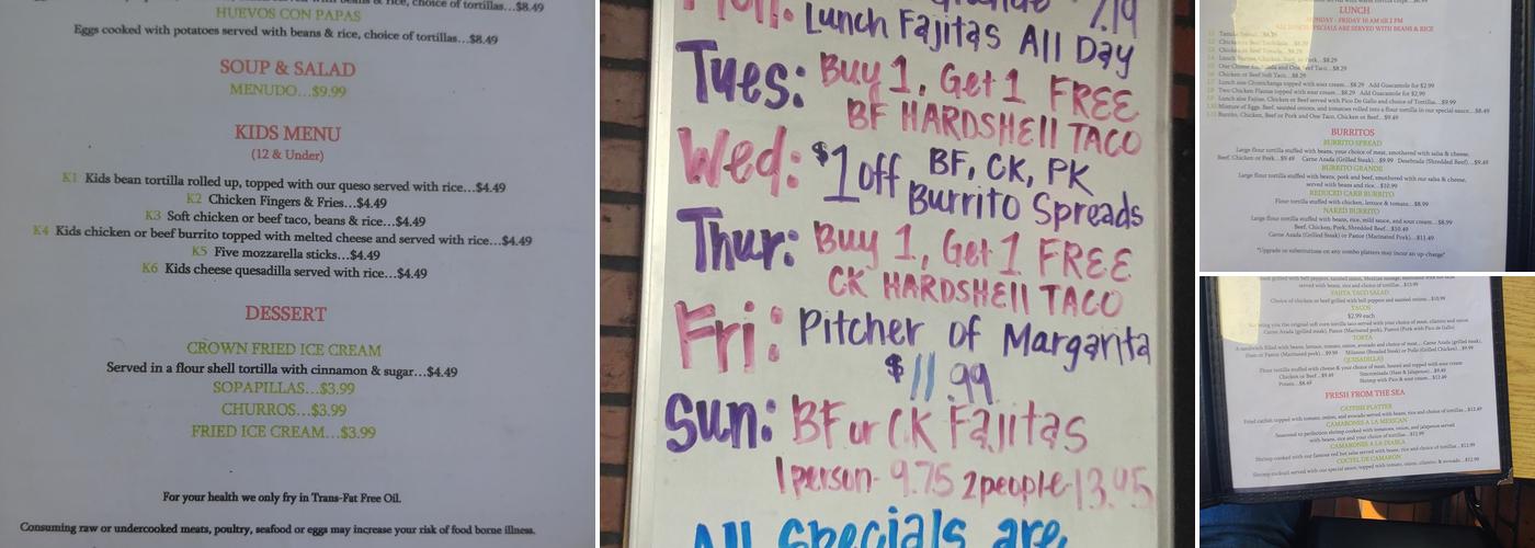 El Volcan Mexican Grill Menu