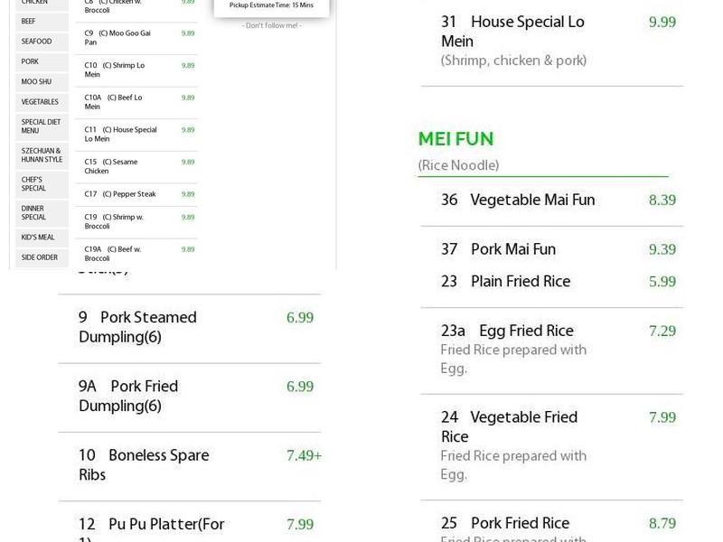 Lins Kitchen Menu