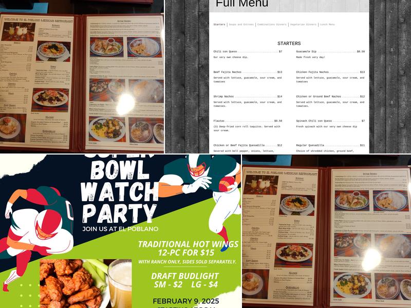 El Poblano Mexican Restaurant Menu