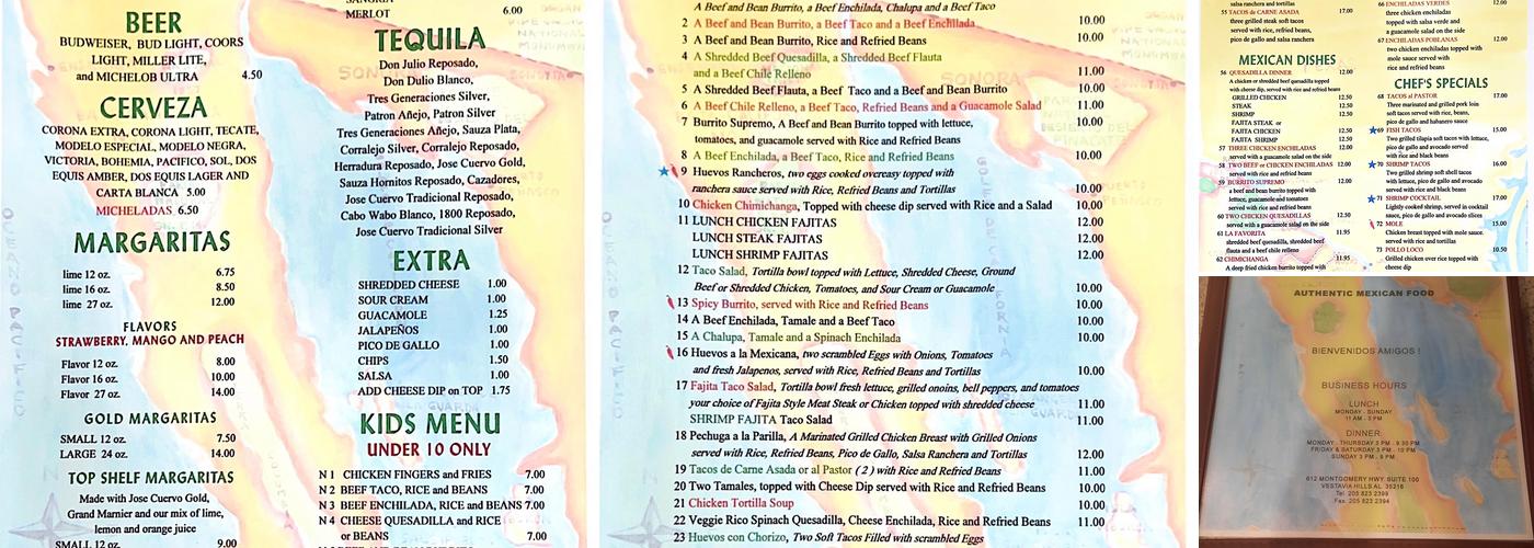 Tecate Bar and Grill Menu