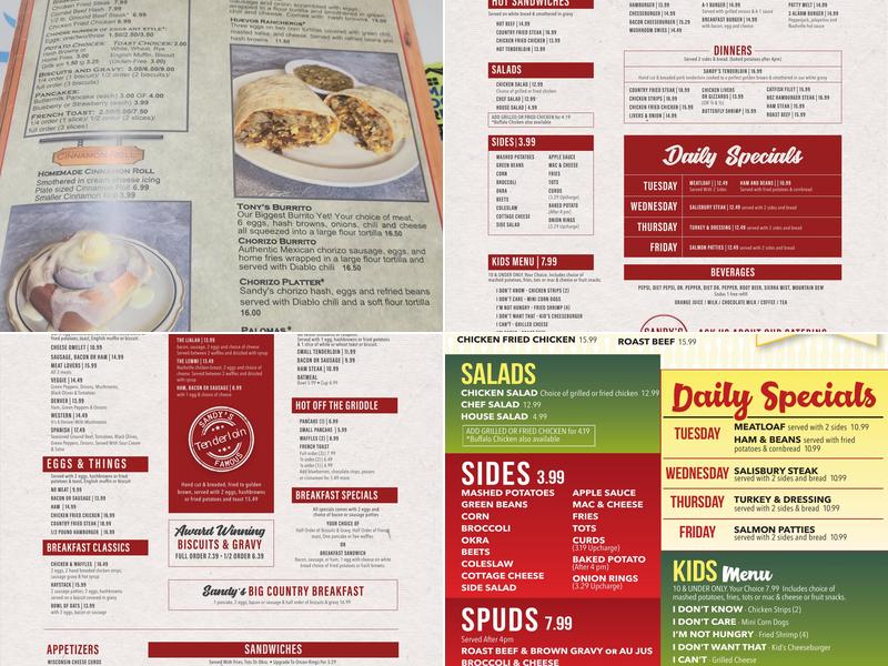 Sandy's Restaurant and Banquet Room Menu