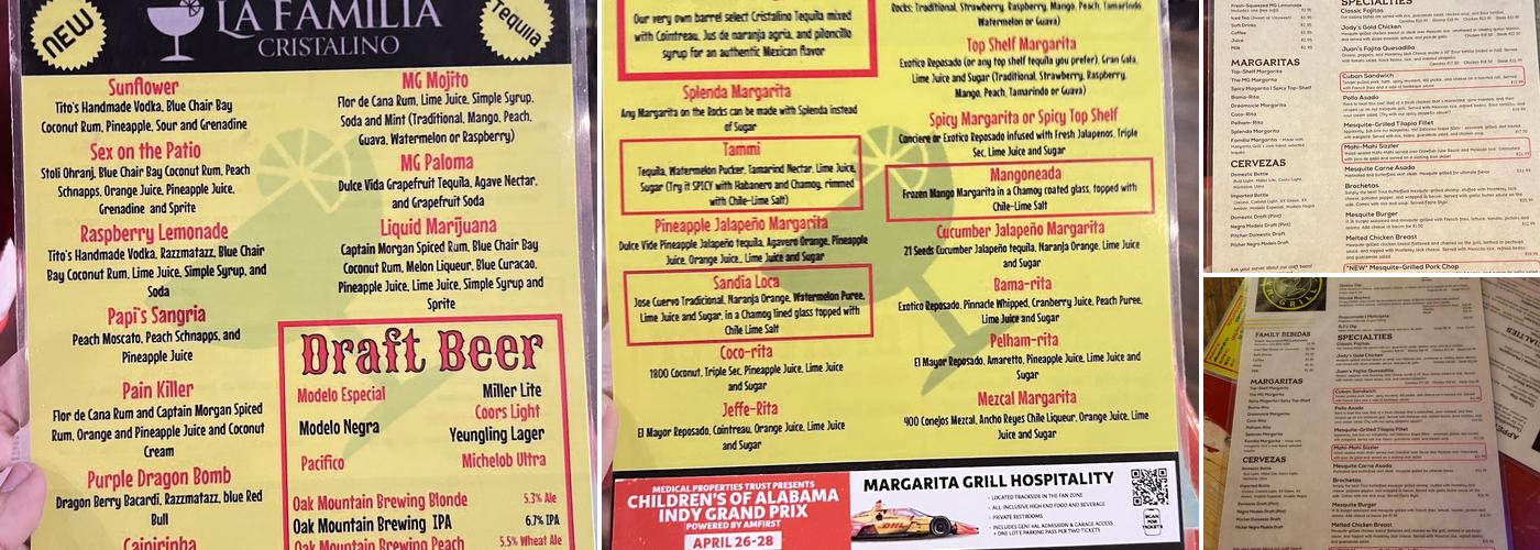 Margarita Grill Menu