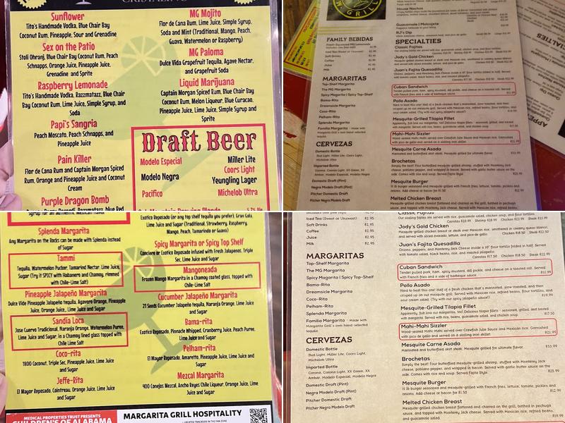 Margarita Grill Menu