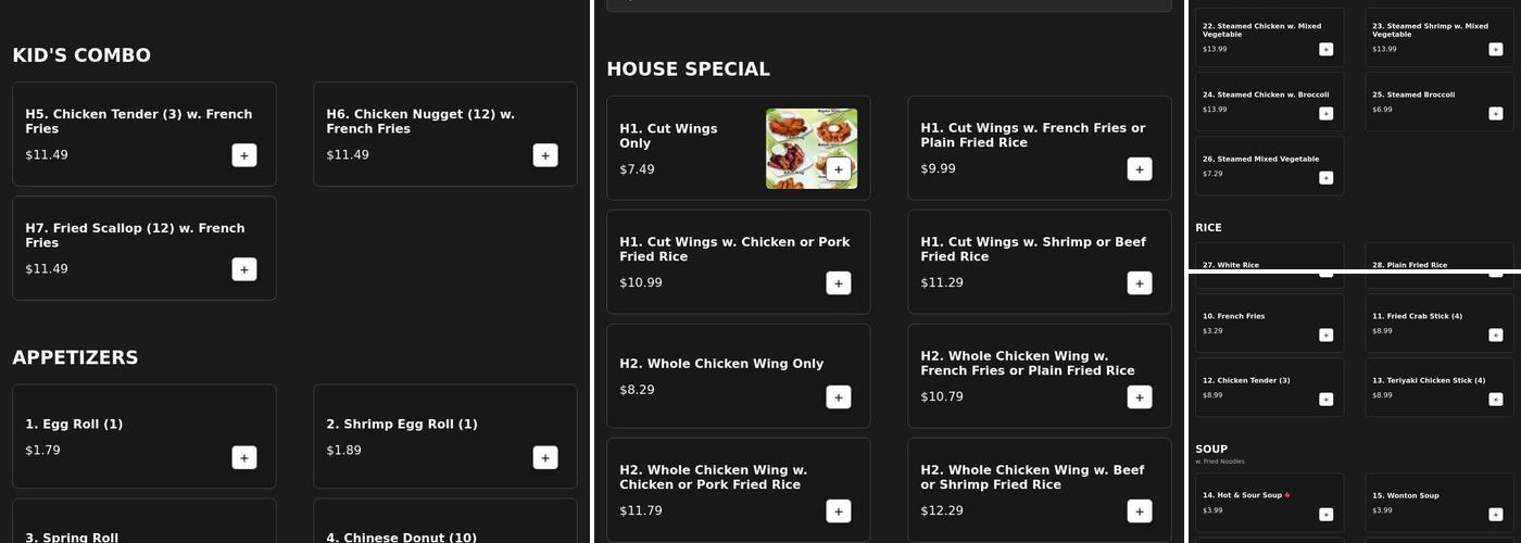 Moon Star Menu