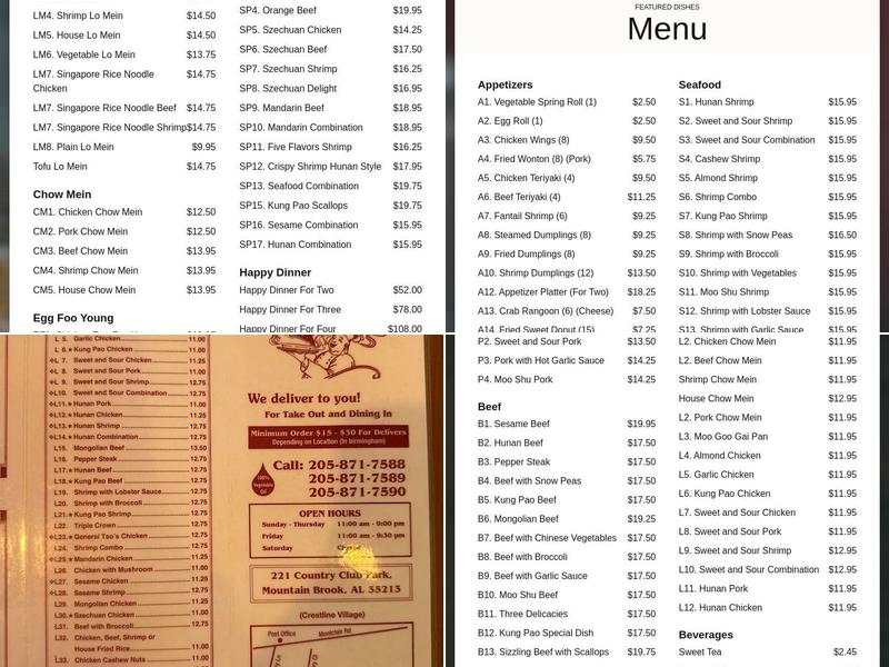 Chen Express Menu
