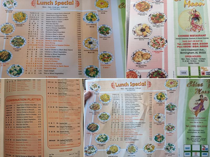China Moon Menu