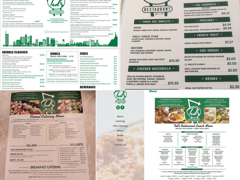 Ted's Restaurant Menu