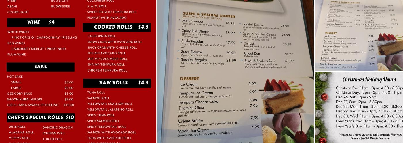 Okinawa Sushi & Hibachi Steak House Menu