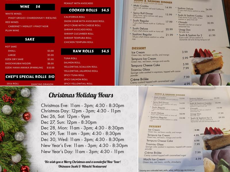 Okinawa Sushi & Hibachi Steak House Menu