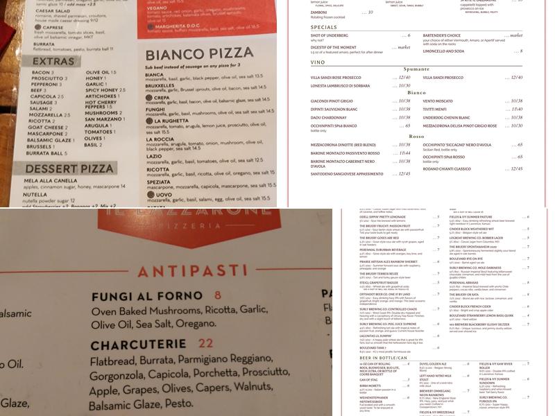 Il Lazzarone Pizza Menu