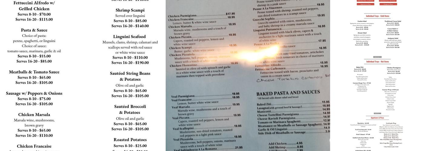 Alcamo Italian Restaurant & Brick Oven Pizza Menu