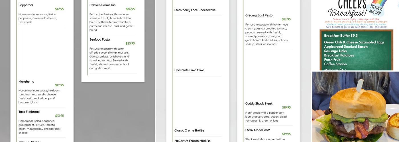 McCarty's at Eaton Country Club Menu