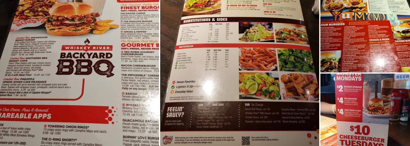 Red Robin Gourmet Burgers and Brews Menu