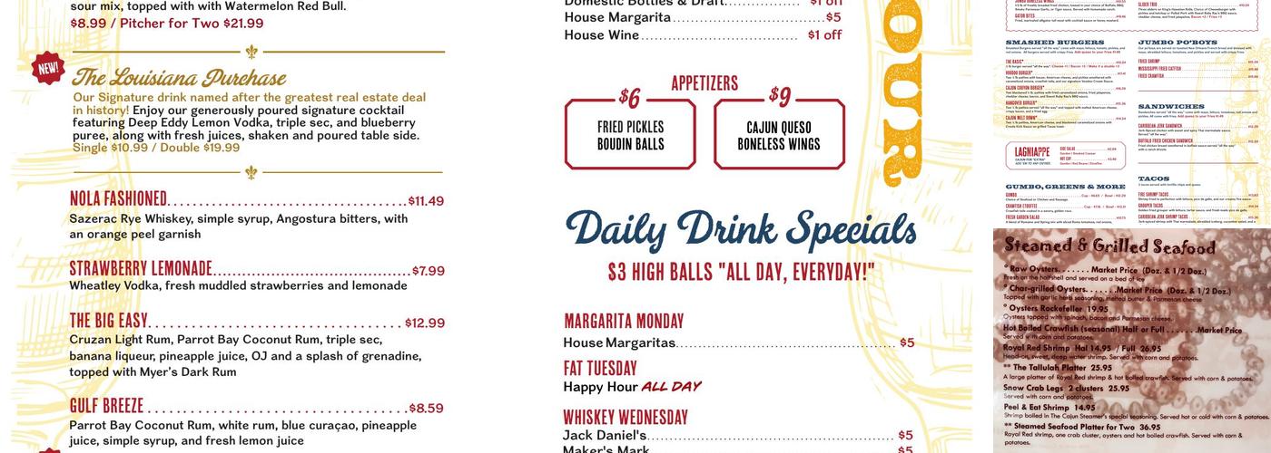 Cajun Steamer Bar & Grill Menu