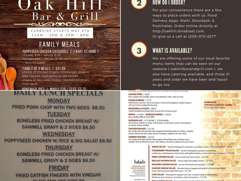 Oak Hill Bar & Grill Menu