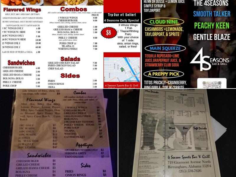 4 Seasons Sports Bar & Grill Menu