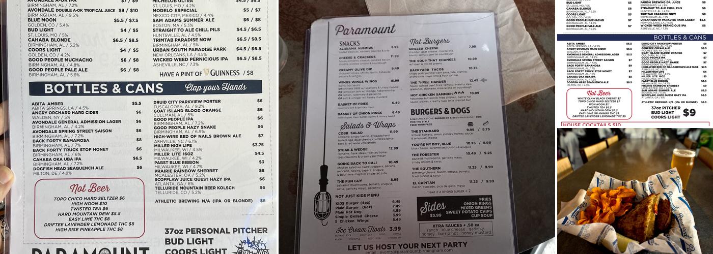 Paramount Menu