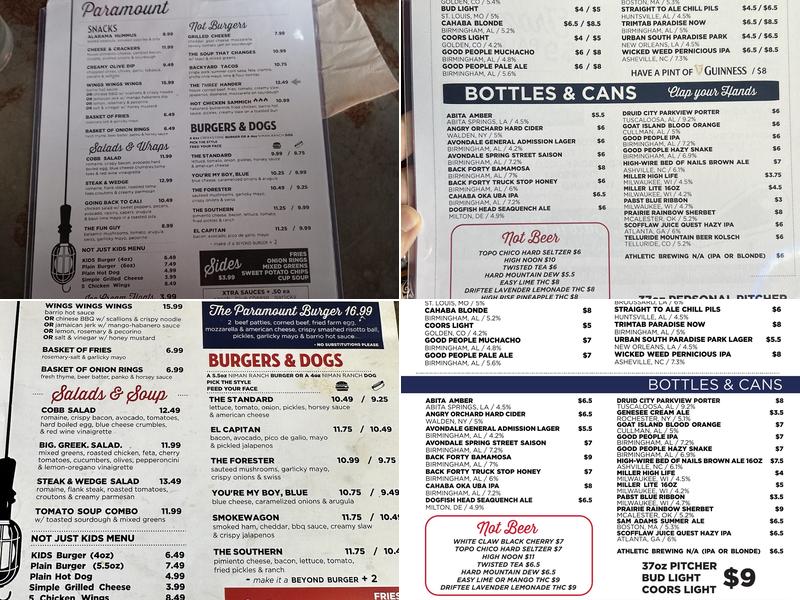 Paramount Menu