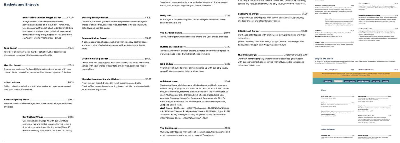 The Landing Eatery & Pub Menu