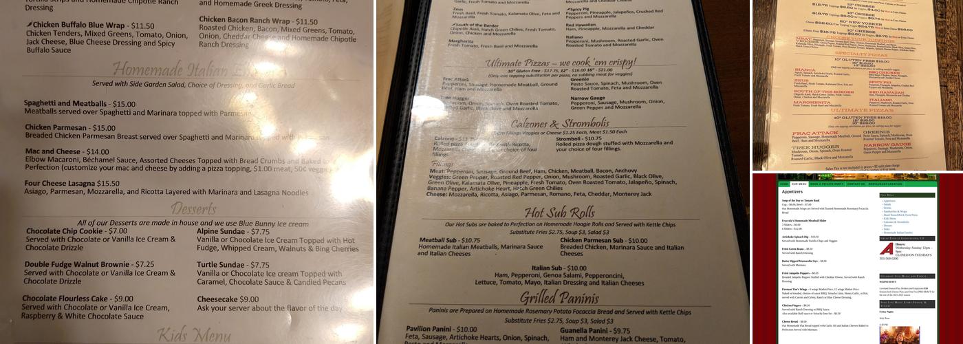 The Alpine Restaurant and Bar Menu