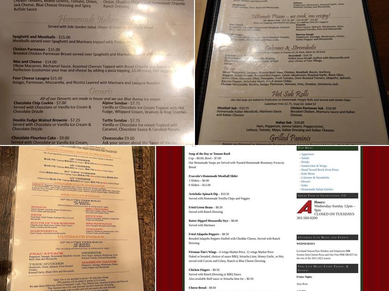 The Alpine Restaurant and Bar Menu