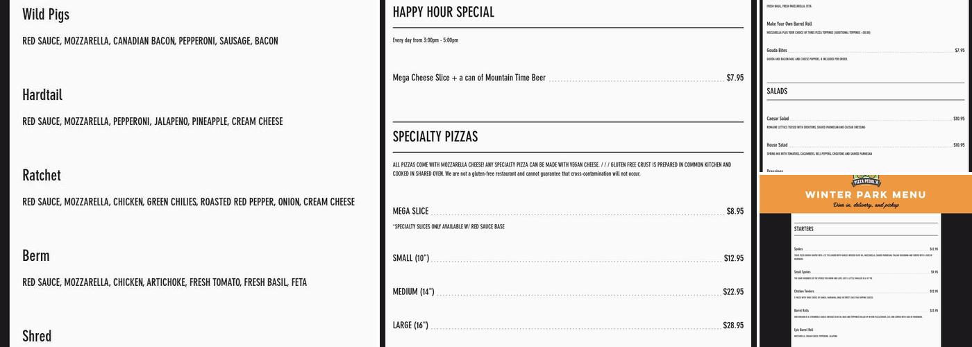 Pizza Pedal'r Menu