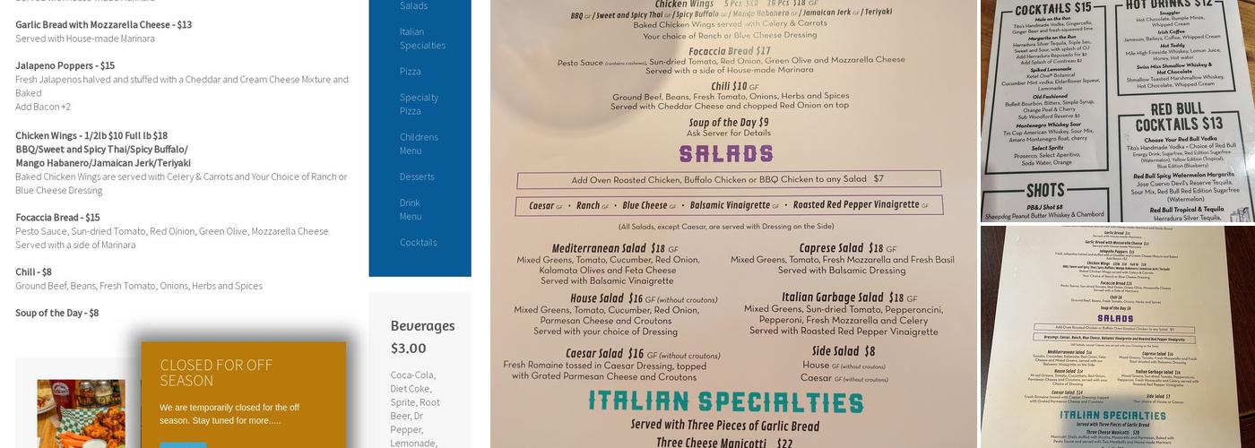 Pizza On the Run Menu