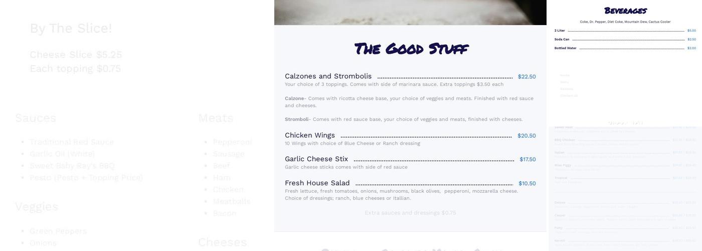 Pizza 101 Menu