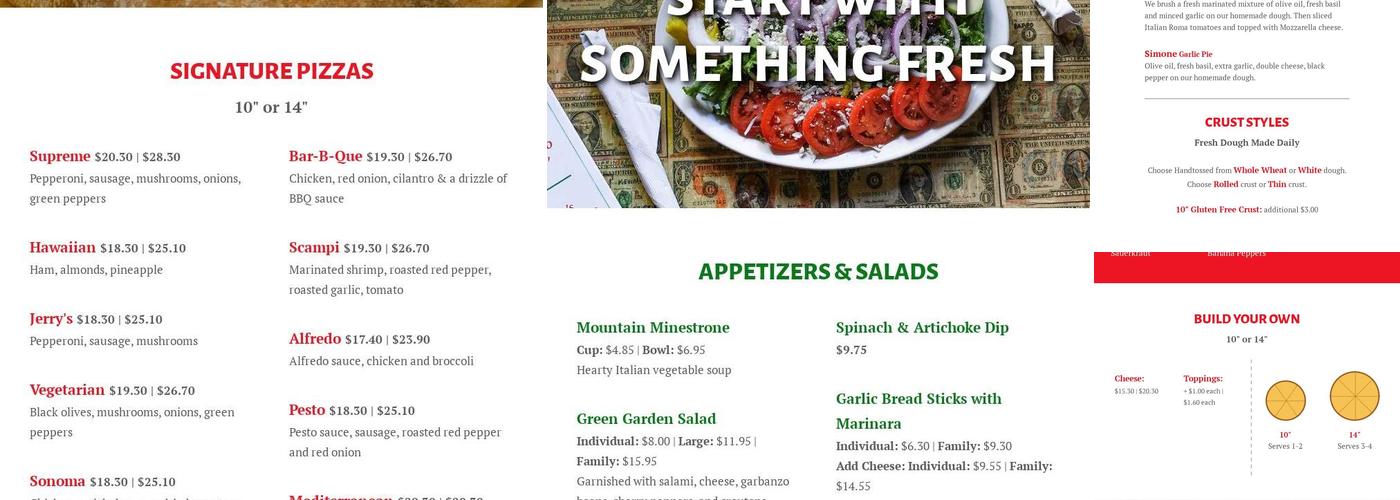 Hernando's Pizza Pub Menu