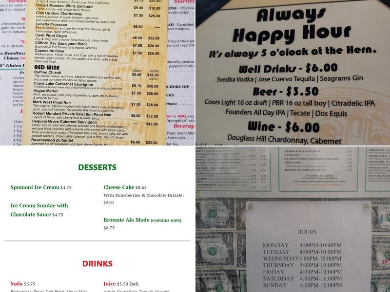 Hernando's Pizza Pub Menu