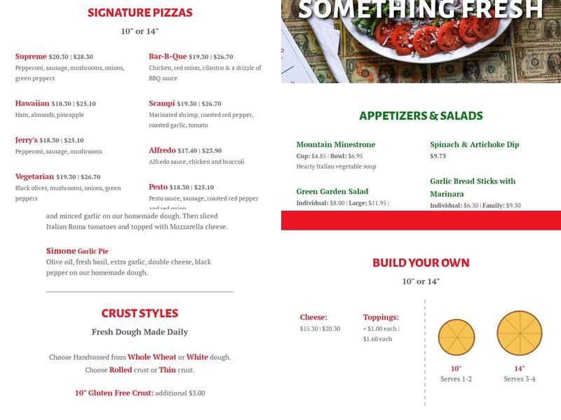 Hernando's Pizza Pub Menu