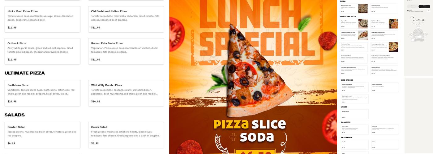 Nick-N-Willy's Pizza Menu