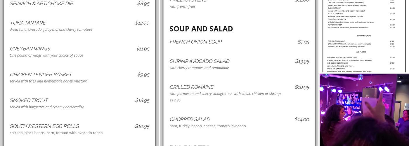 Grey Bar Menu