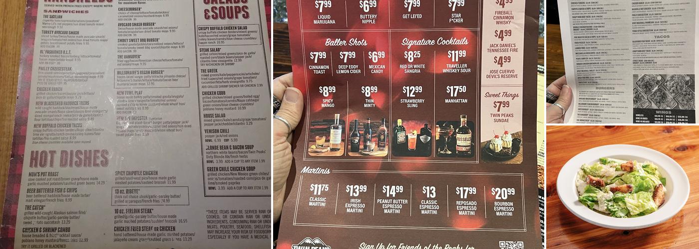 Twin Peaks Menu