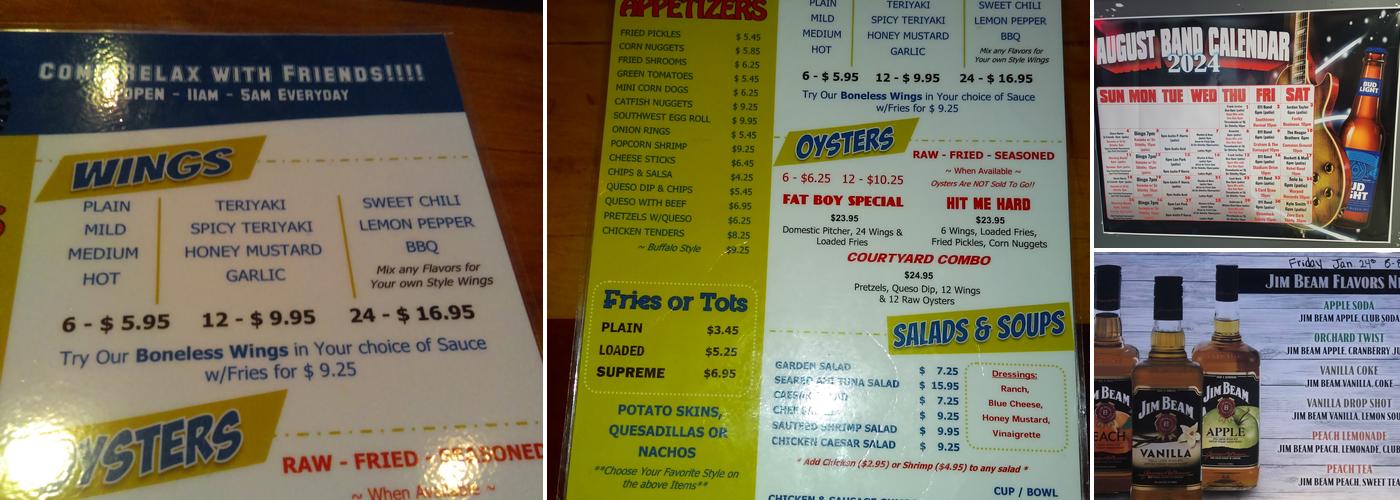 Courtyard Oyster Bar Menu