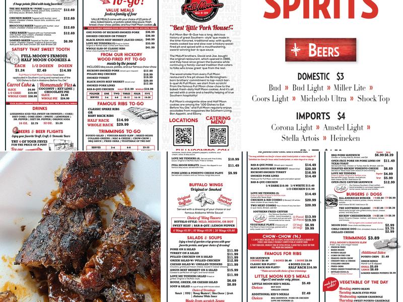 Full Moon Bar-B-Que Menu