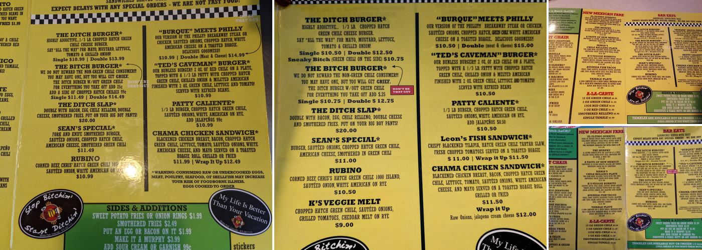 The Ditch on 40 Menu